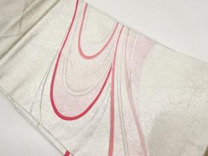 銀駒刺繍曲線模様名古屋帯